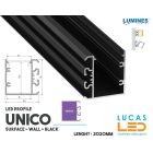  LED Profile • SUSPENDED • ARCHITECTURAL • SURFACE • "UNICO" • BLACK • Aluminium • 2.02 Meters  lenght • PRO • multi set •
