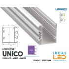  LED Profile • SUSPENDED • ARCHITECTURAL • SURFACE • "UNICO" • WHITE • Aluminium • 2.02 Meters  lenght • PRO • multi set •
