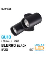 LED Ceiling &  Wall mounted surface spotlight GU10 x 2 - angular -  BLURRO Black body