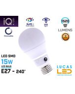 Dimmable E27 LED bulb Light 15W - 2700K Soft Warm White - 1520lm -  beam angle 240°
