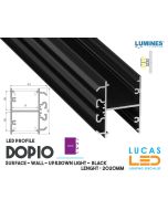  LED Profile • SUSPENDED • ARCHITECTURAL • SURFACE • "DOPIO" • BLACK  • Aluminium • 2.02 Meters  length • PRO • multi set •