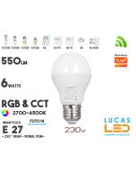E27 Bulb • RGB + CCT • 6W • 550LM • WiFi • Smart Lighting System • Wireless • MiBoxer • MiLight • FUT014 • 230V