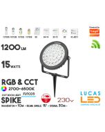 LED Garden Spike • Projector •RGB CCT• 15w • 1200lm • wifi • 2.4G • Compatible • Smart • Lighting • System • MultiZone • Wireless • MiBoxer • FUTC03 • 230V•