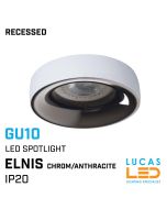Recessed LED Downlight GU10 - IP20 - Ceiling fitting - ELNIS - Chrom/Anthracite body