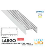   LED Profile • SURFACE • ARCHITECTURAL • SUSPENDED • "LARGO" • WHITE • Aluminium • 2.02 Meters  length • PRO • multi set •