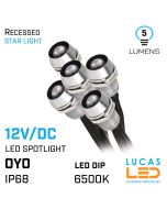 Mini LED Spotlight - 6500K - Cold White - IP68 - 12V DC - ceiling mounted Star Light - OYO 5 x LED - 9mm