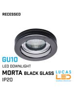 Recessed LED Downlight GU10 - IP20 - Ceiling fitting - MORTA 36 mm - Black round glass