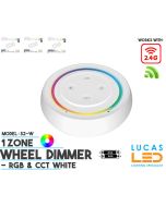 LED Wheel Dimmer • RGB+CCT  • MiBoxer • 1 zone • 2.4G  • Wireless • Smart Lighting System • S2-W • 2xAAA • White edition