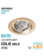 Recessed LED Downlight GU10 - IP20 - Ceiling fitting - Viewing angle 15° - COLIE Gold body 