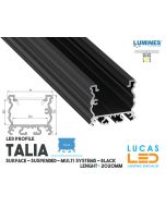  LED Profile • SURFACE • ARCHITECTURAL • "TALIA" • BLACK • Aluminium • 2.02 Meters  lenght • PRO • multi set •