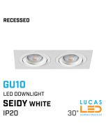 LED recessed spotlight-ceiling-fitting-IP20- GU10- Vertical adjustment of 30° - Seidy White