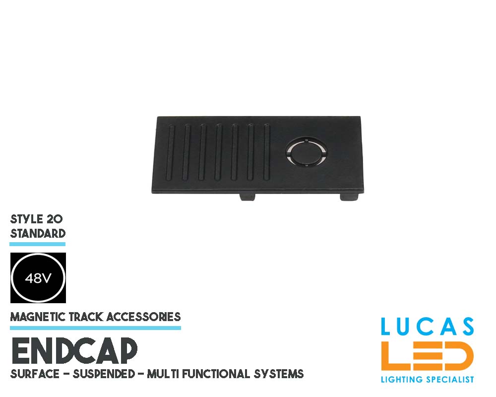 Endcap • Magnetic Track  Rail 48V • Surface • Suspended •  Single Circuit  •Black body• for Magnetic Track Light •