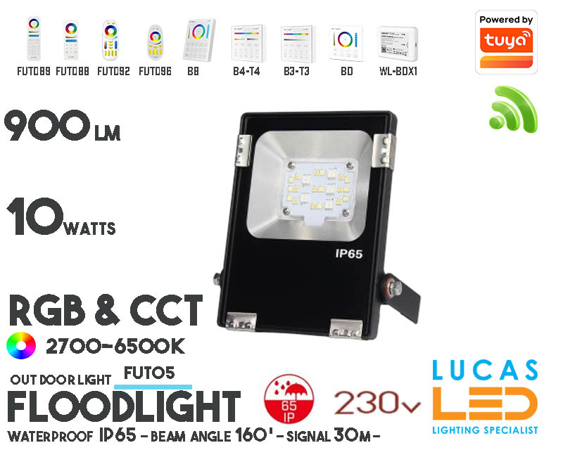 LED Flood Lights • RGB + CCT • High lumens LED Chips • 10W • 900LM • IP65 • WiFi • 2.4G • Smart Lighting Sysem • Wireless • Mi-Light • MiBoxer • FUTT05 • 230V