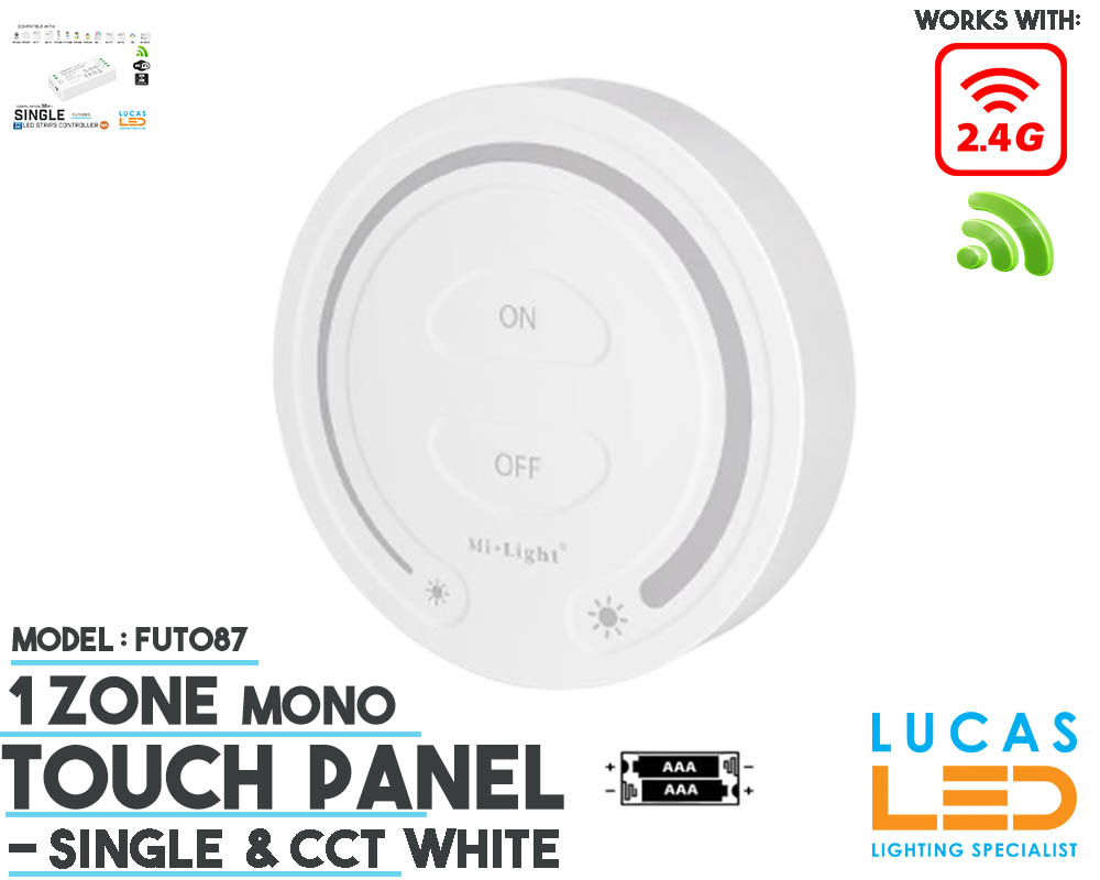 LED Touch Panel Switch • Single LED Strip • MiBoxer • 1 zone • 2.4G • Wireless • Compatible • Smart Lighting System • FUT087 • White edition