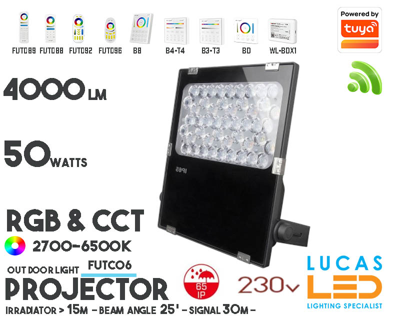 LED Garden  Projector •RGB CCT• 50w • 4000lm • wifi • 2.4G • Compatible • Smart • Lighting • System • MultiZone • Wireless • MiBoxer • FUTC06 • 230V•