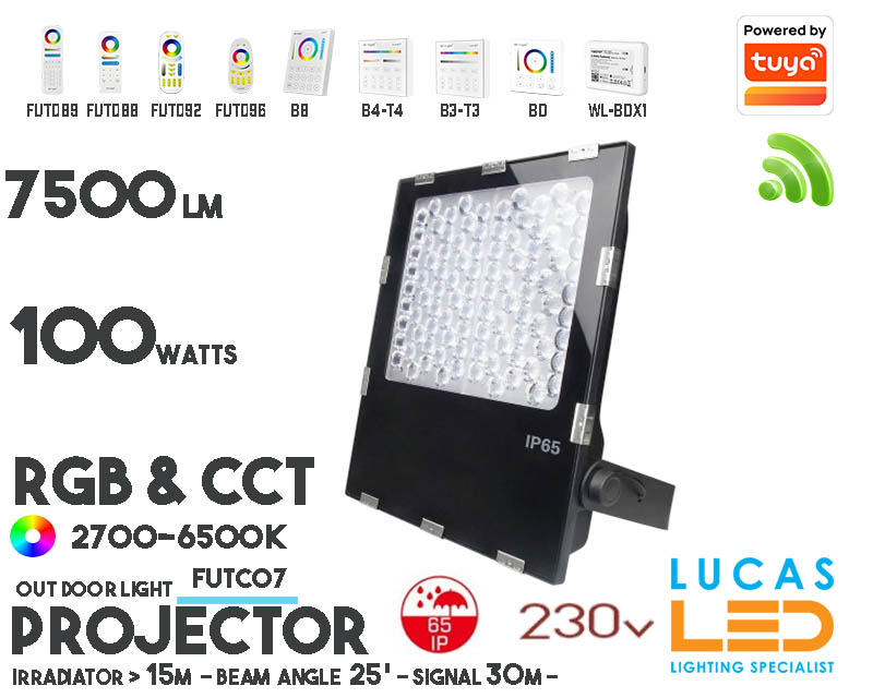 LED Garden  Projector •RGB CCT• 100w • 7500lm • wifi • 2.4G • Compatible • Smart • Lighting • System • MultiZone • Wireless • MiBoxer • FUTC07 • 230V•