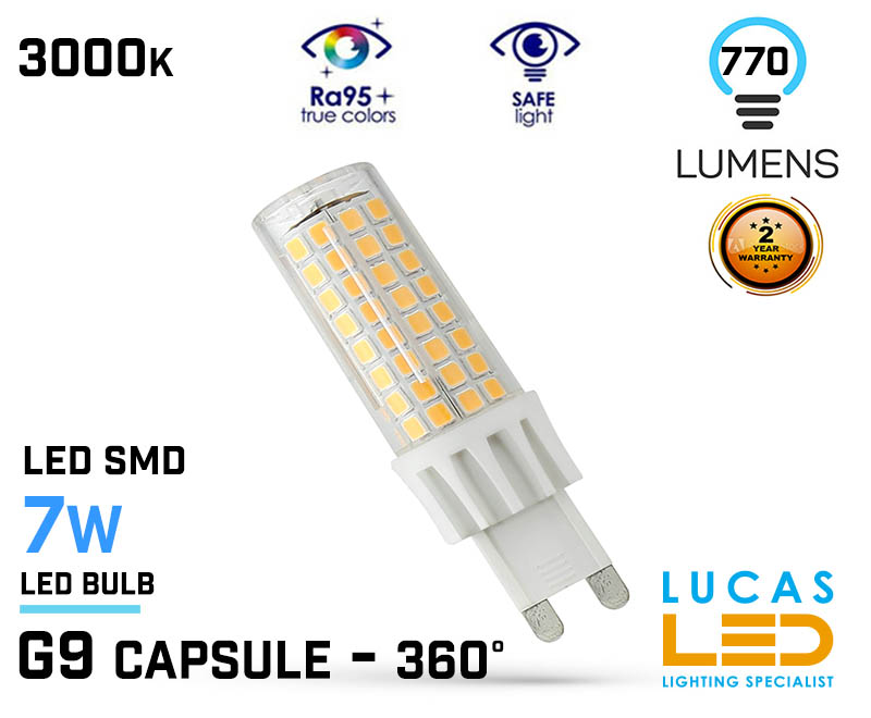 G9 LED Capsule Bulb lamp Light - 7W - 790lm - 6000K - beam angle 360° - 230V - Led SMD 