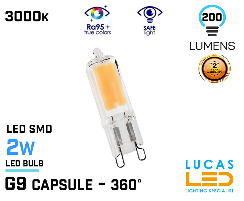 LAST 2pcs - G9 LED Bulb Light capsule- 2W - 200lm - 3000K - 240V - Led COB - ZUBI - Warm White