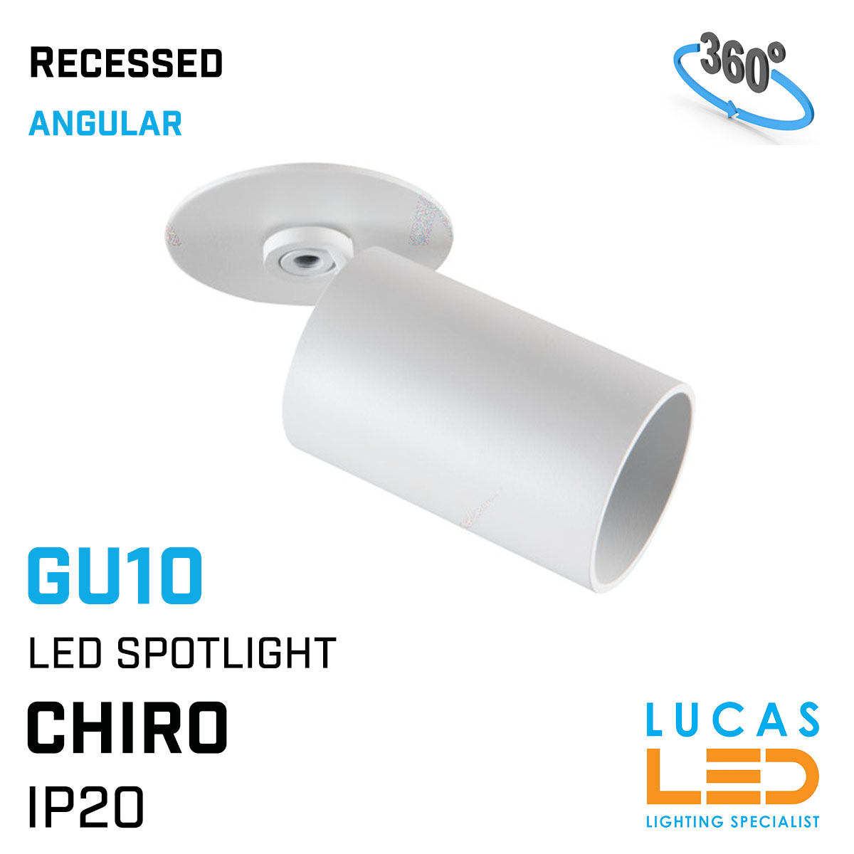 LED Recessed Ceiling & Wall mounted Spotlight  GU10 - Decorative CHIRO White