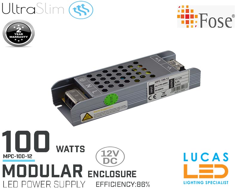 LED Driver Power Supply • 100 watts • 8.3A • DC 12V for LED Strips • 