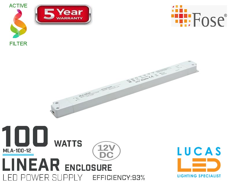LED Driver Power Supply • 100 watts • 5A • 12V for LED Strips • Linear • MLA-100-12