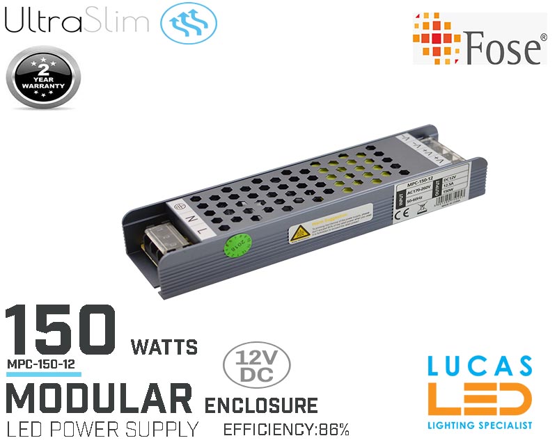 LED Driver Power Supply • 150 watts • 12.5A • DC 12V for LED Strips •