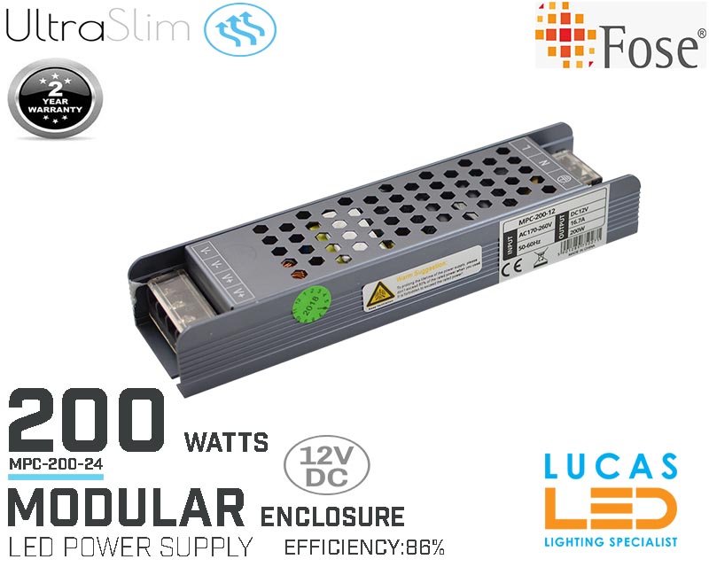 LED Driver Power Supply • 200 watts •16.7A • DC 12V  for LED Strips •
