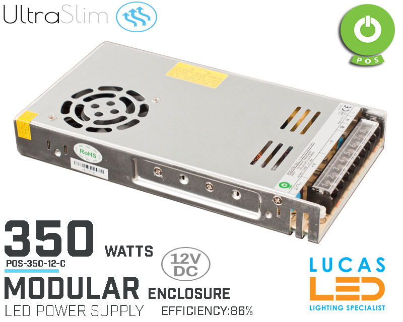 LED Driver Power Supply • 12V • 350 watts • Enclosure • Modular • Metal case • 2 years •  POS Power •