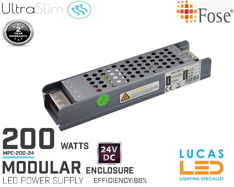 LED Driver Power Supply • 200 watts • 8.3A • DC 24V for LED Strips •