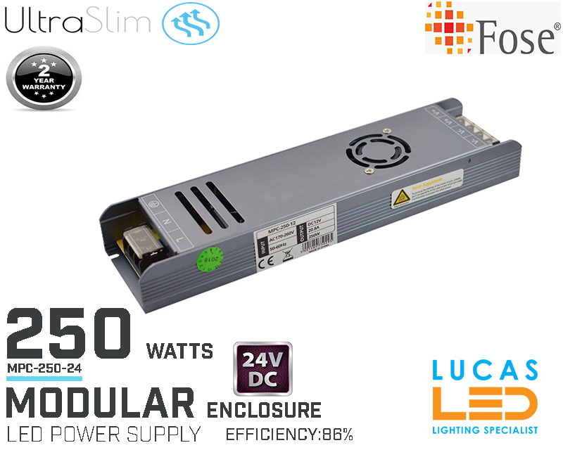 LED Driver Power Supply • 250 watts • 10.4A •, DC 24V for LED Strips •