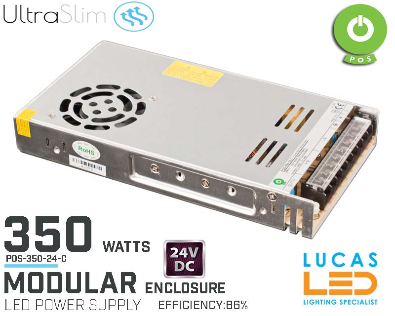 LED Driver Power Supply • 24V • 350 watts • Enclosure • Modular • Metal case • 2 years •  POS Power •
