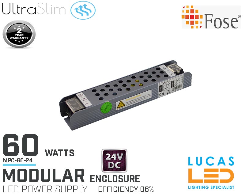 LED Driver Power Supply • 60 watts • 2.5A • DC 24V for LED Strips •