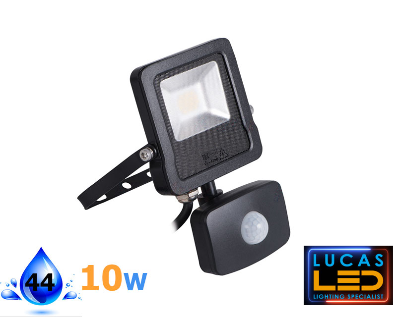 LAST 2 pcs  - PIR LED Floodlight 10W - IP65- 4000lm Natural White - ANTOS- Black- CLEARANCE