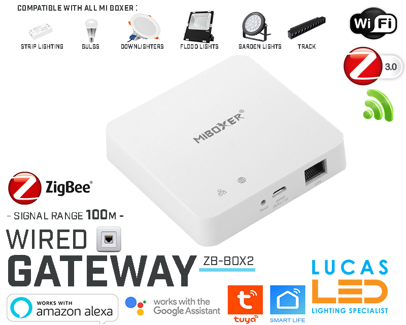 Zigbee 3.0 Gateway Router Wired • MiBoxer • 8 Zone • 2.4G • Wireless • WiFi Controller • Compatible • Smart Lighting System • WL-Box2Z
