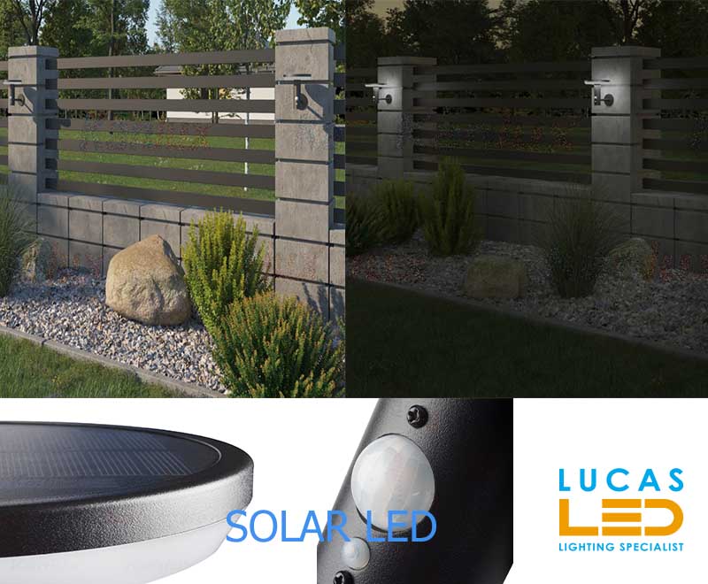 4 pcs ONLY - PIR Solar LED Wall Light 5W - max 500lm - 4000K Natural White - IP44 - LED SMD - SOLCA- CLEARANCE