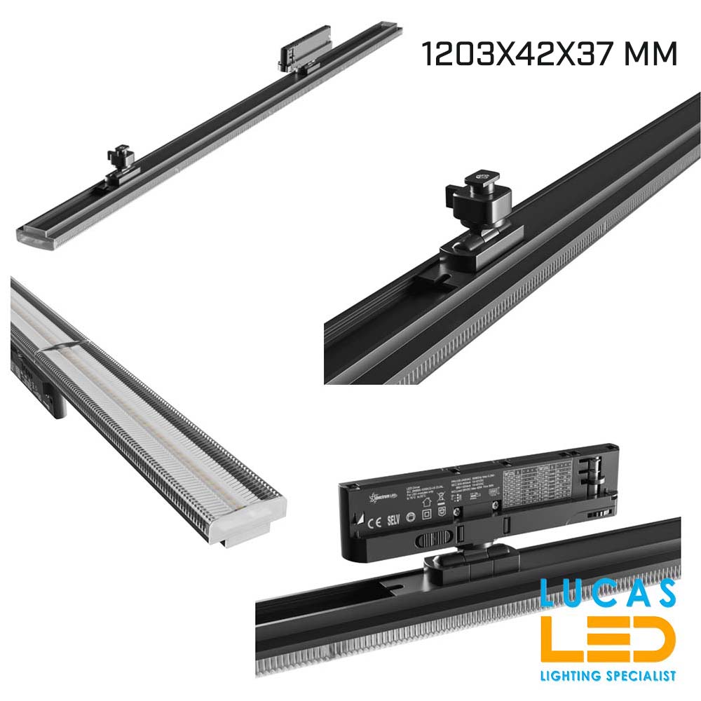12-42W LED Track Lighting CCT - 3000/4000/6000K - 5250lm - Rail-mounted projector - Adjustable - OPTIBAR Black body