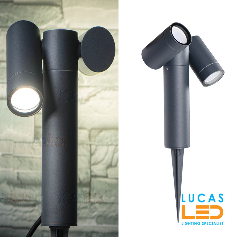 LED Ground Spike Light USTI SP - GU10 x 2 - IP54 waterproof - Landscape spotlight - Anthracite body.