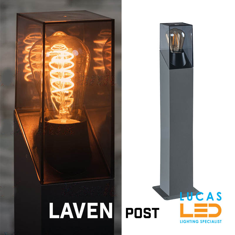 LED Garden Bollard Light LAVEN50- E27- IP44 waterproof- Up & Round Light- Vintage style- Anthracite body.