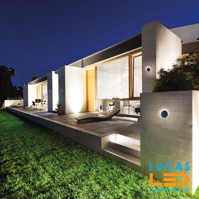 LAST 3pcs  - Surface LED Wall Facade Light- 8W- IP54- 330lm- 4000K- Graphite-  round light- FORRO- CLEARANCE