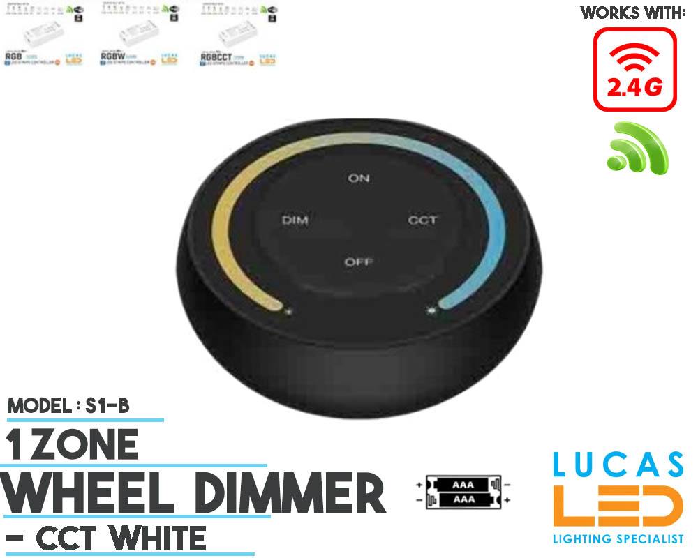 LED Wheel Dimmer • CCT • MiBoxer • 1 zone • Smart Lighting System • 2.4G • Wireless • S1-B • Black edition