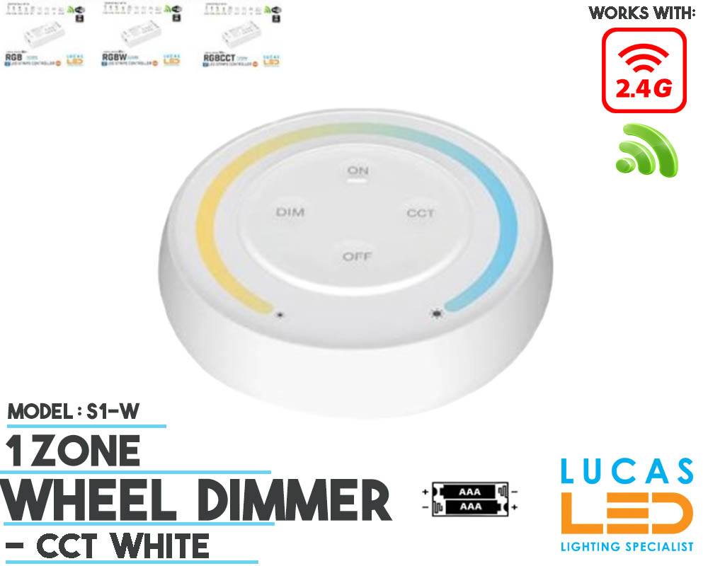 LED Wheel Dimmer • CCT • MiBoxer • 1 zone • 2.4G  • Wireless • S1-W • White edition