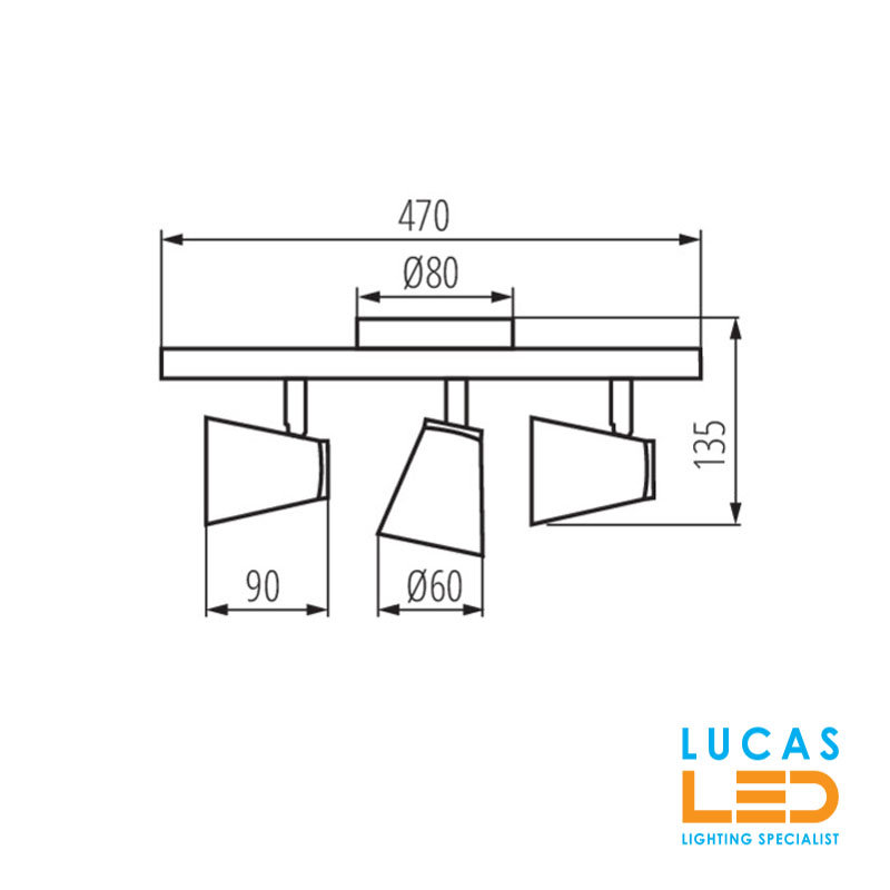 LED Ceiling surface Light GU10 x 3 - IP20 - Scandinavian Style Home Lamp - ENALI L3 - Black