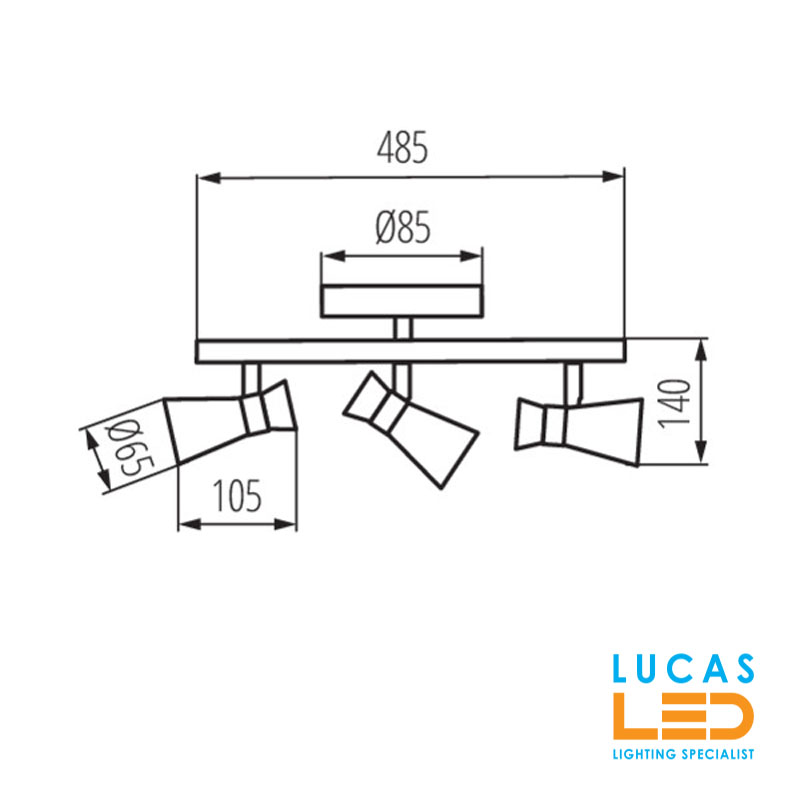 Surface LED Ceiling Light GU10 x 3 - IP20 -  Home Decor Lamp - MILENO L3 - Silver & Cooper 