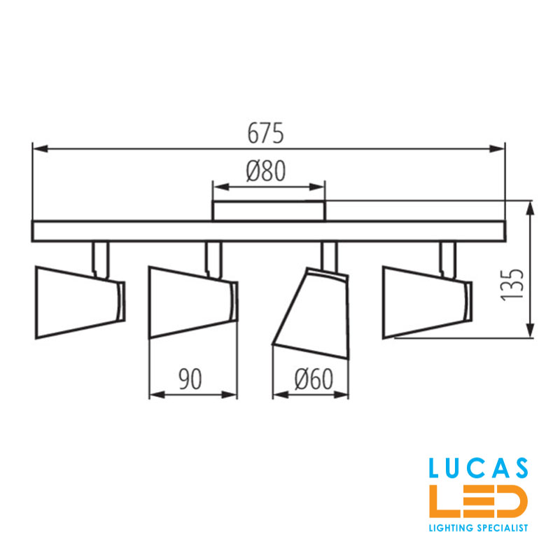 LED Ceiling surface Light - GU10 x 4 - IP20 -  Scandinavian Style - ENALI L4 - White & Silver - White