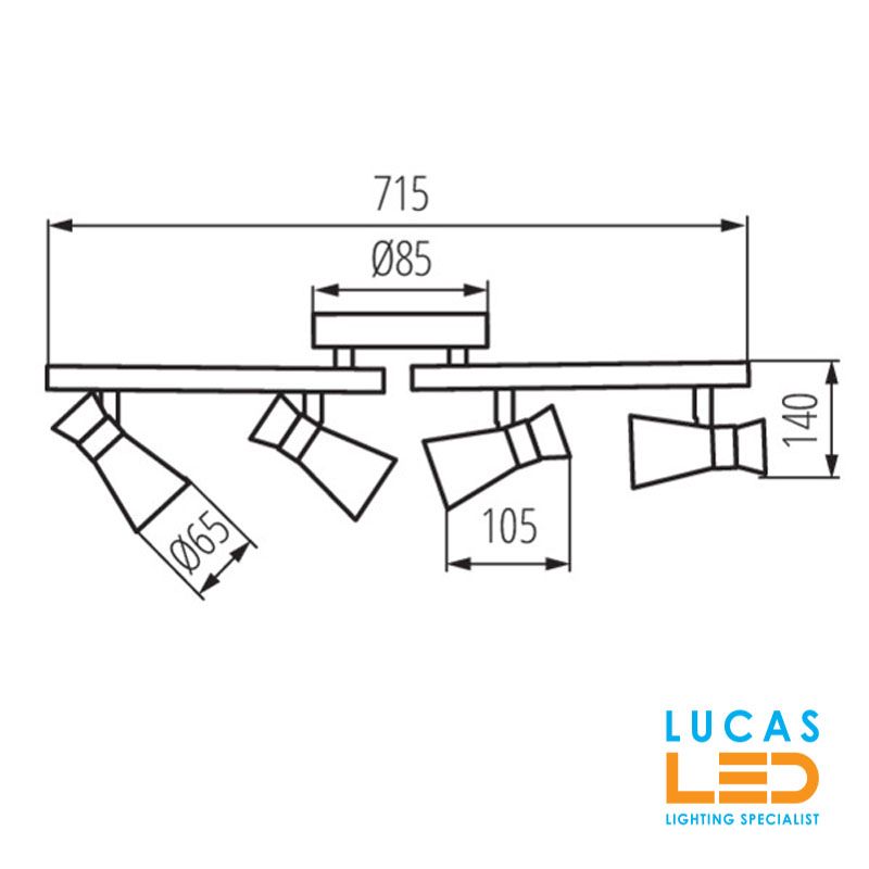 Surface LED Ceiling Light GU10 x 4 - IP20 -  Home Decor Lamp - MILENO L4 Silver & Cooper 