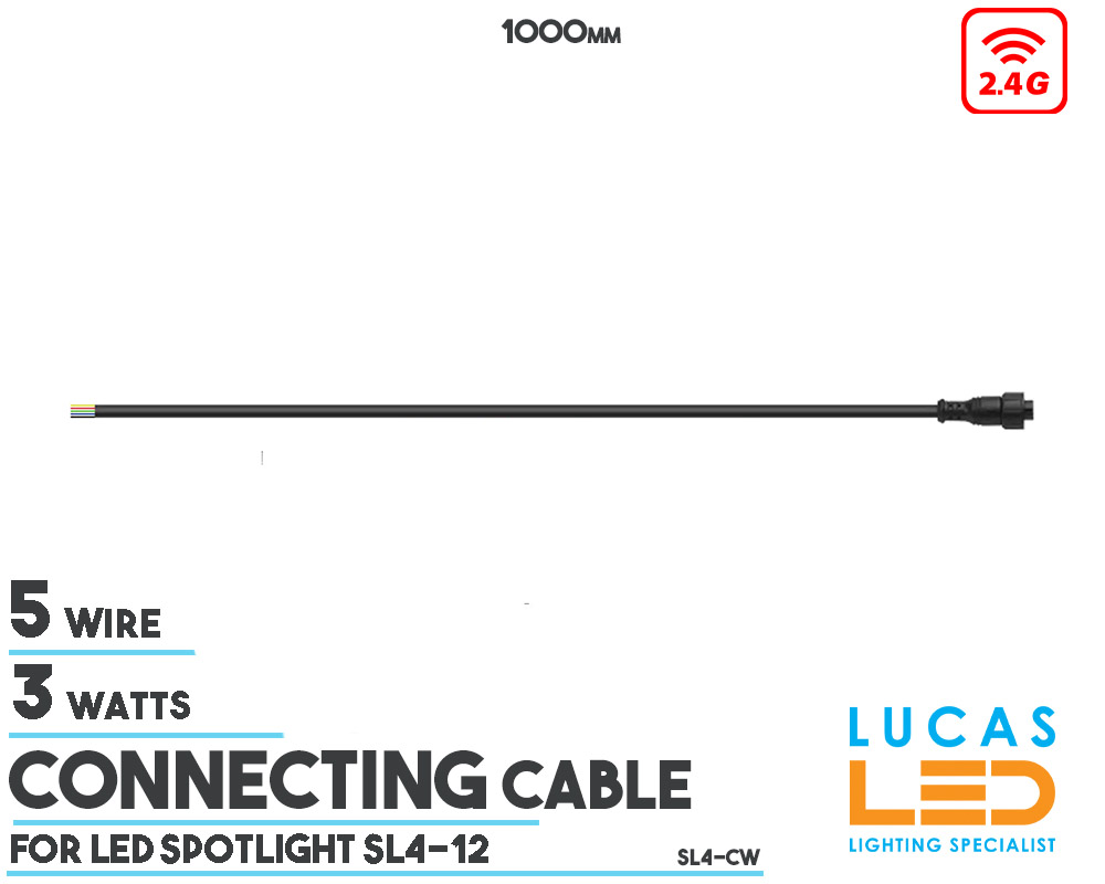 Connecting Cable • Waterproof • 3W • 5 Wire • 1000mm • MiBoxer • 12V • IP66 • for LED Spotlight SL4-12