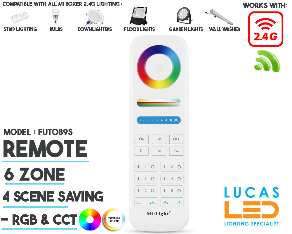 Remote Control • RGB+CCT • MiBoxer • 6 Zone • 2.4G • Wireless • Compatible • Smart System • FUT089S