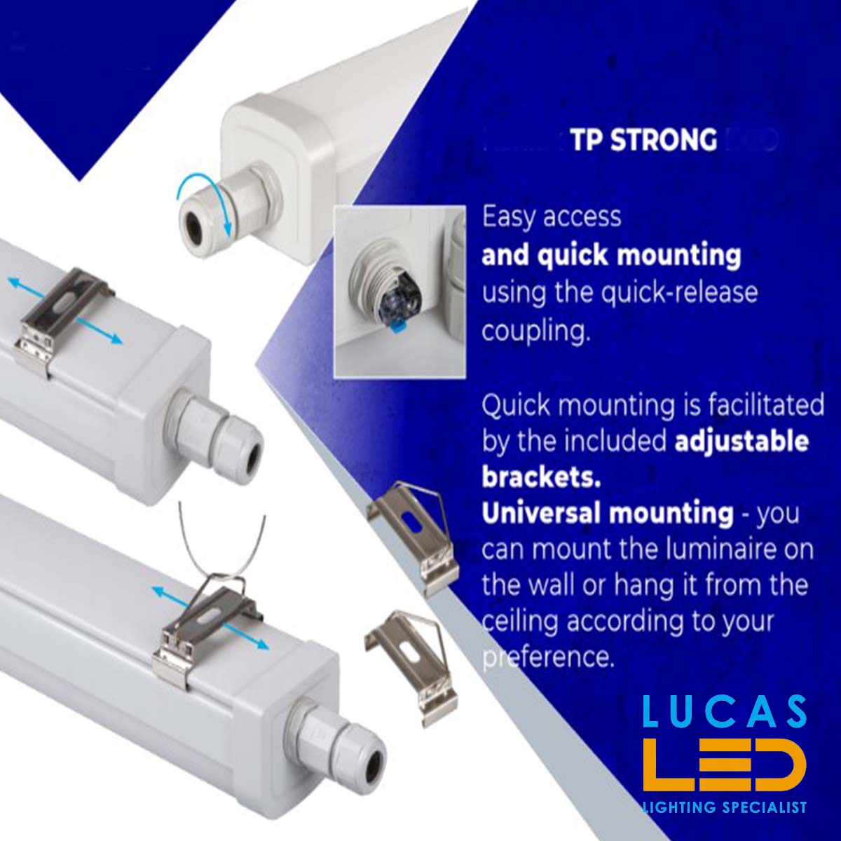 LINER LED Tube TP SLIM STRONG 75W - IP65 - 4000K Natural White - 10000lm - surface ceiling suspended light 