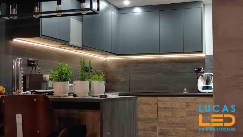 led strips kitchen setup”